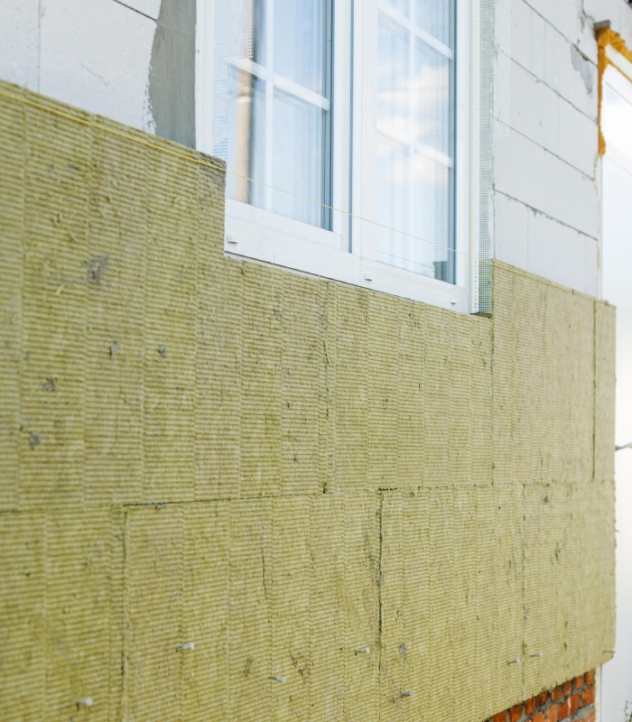Isolation par l’extérieur avec pose de panneaux de laine minérale sur façade