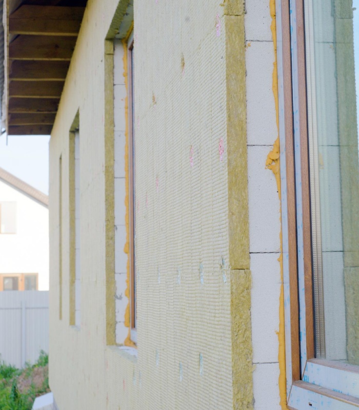 Isolation par l’extérieur avec panneaux de laine de roche autour des ouvertures